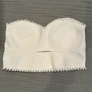 S NWT Mango cream knit strapless crop top